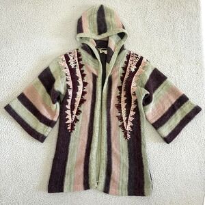 Vintage Anderson Tannerway Sweater Womens Large Hooded Mohair Cardigan Boho 70s